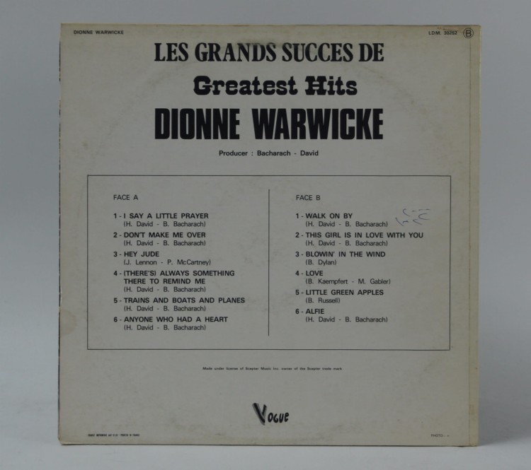 DIONNE WARWICKE - "LES GRANDS SUCCES DE DIONNE WARWICKE" 1973 France