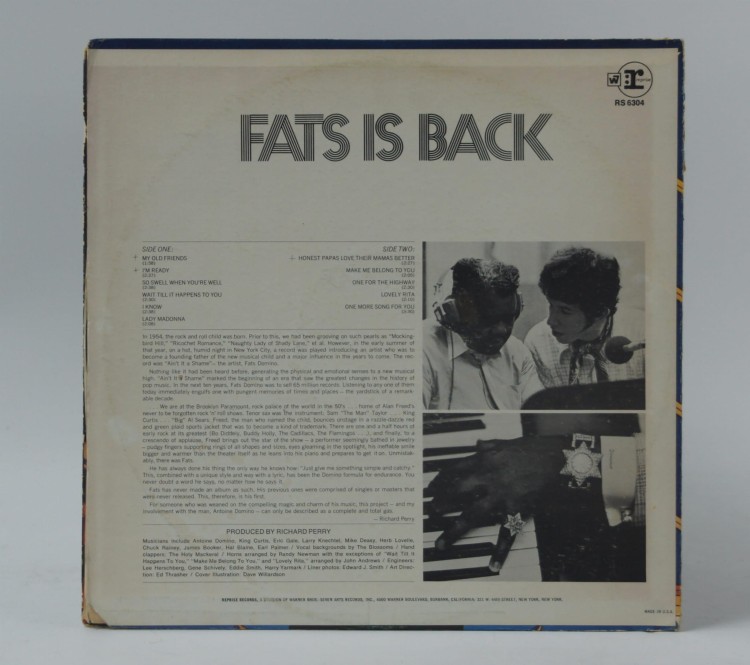 FATS DOMINO - "FATS IS BACK" 1968 US