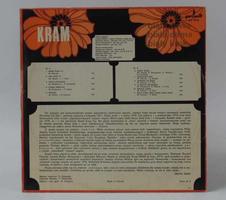 Winyl KRAM - "BIAŁA SOWA, BIAŁA DAMA, BIAŁY KRUK" 1976 Poland