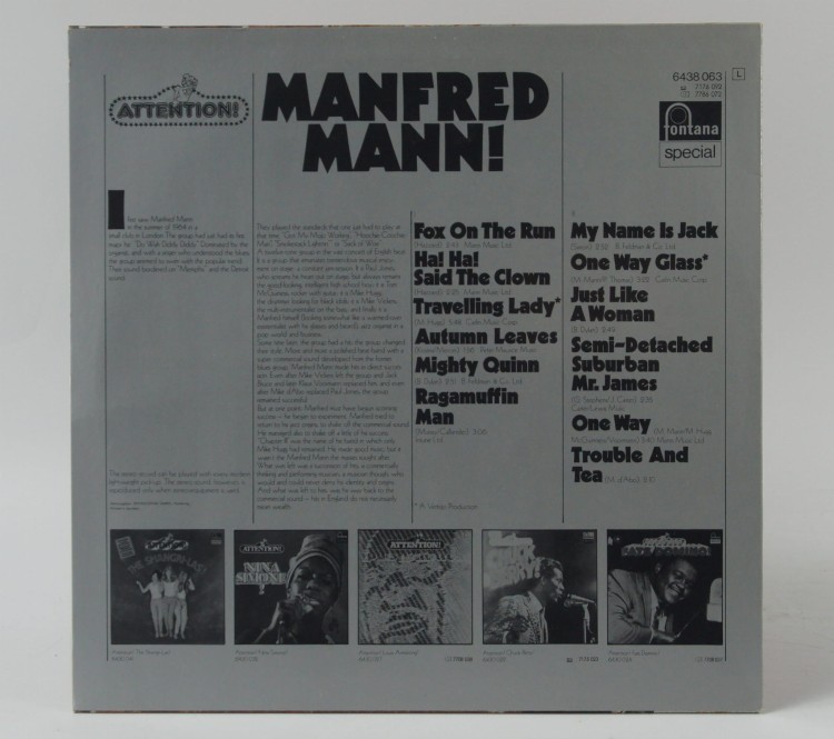 Winyl MANFRED MANN - "ATTENTION! MANFRED MANN!" 1973 Germany