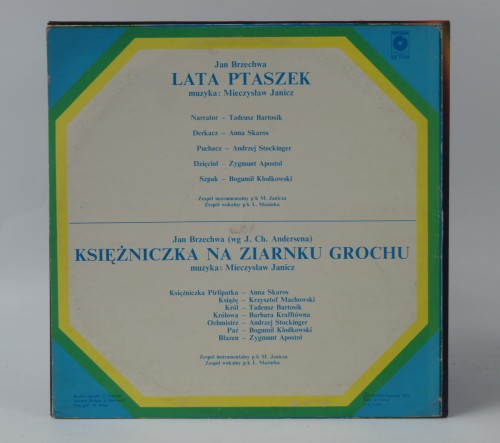 Winyl JAN BRZECHWA - "LATA PTASZEK / KSIĘŻNICZKA NA ZIARNKU GROCHU" 1974 Poland