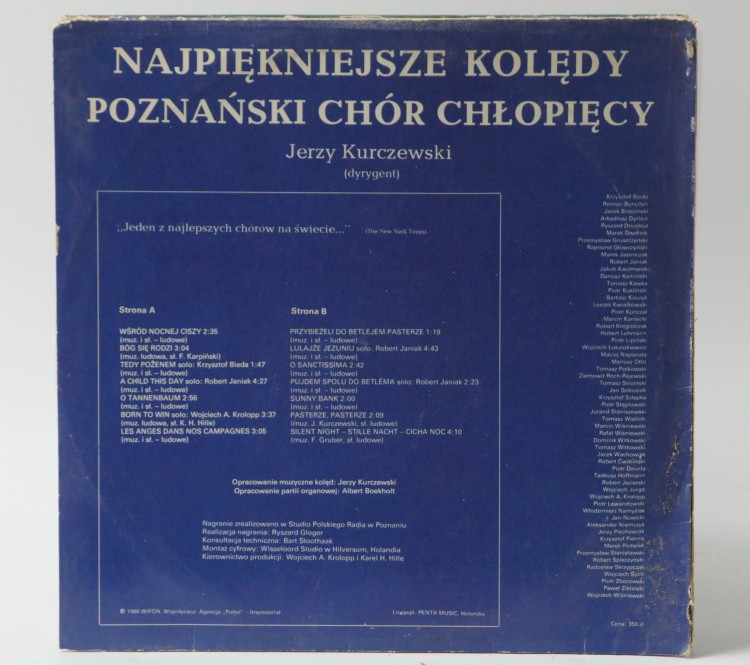 POZNAŃSKI CHÓR CHŁOPIĘCY DYR. JERZY KURCZEWSKI - "NAJPIĘKNIEJSZE KOLĘDY" 1986 Poland