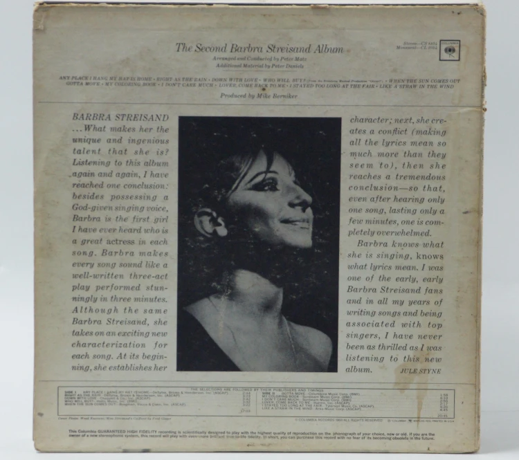 BARBRA STREISAND - "THE SECOND BARBRA STREISAND ALBUM"