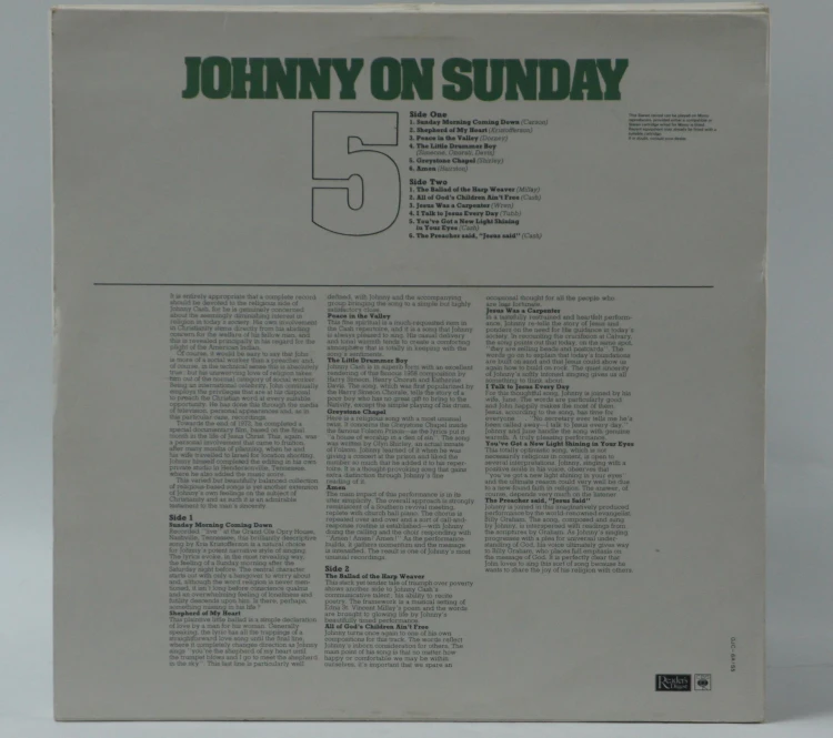 JOHNNY CASH - "JOHNNY ON SUNDAY"