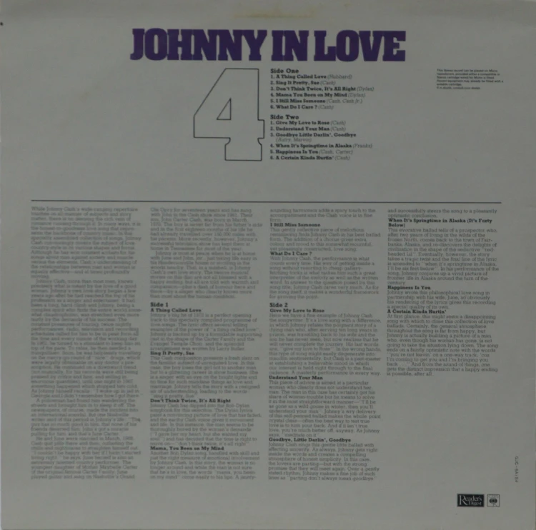 JOHNNY CASH - "JOHNNY IN LOVE"