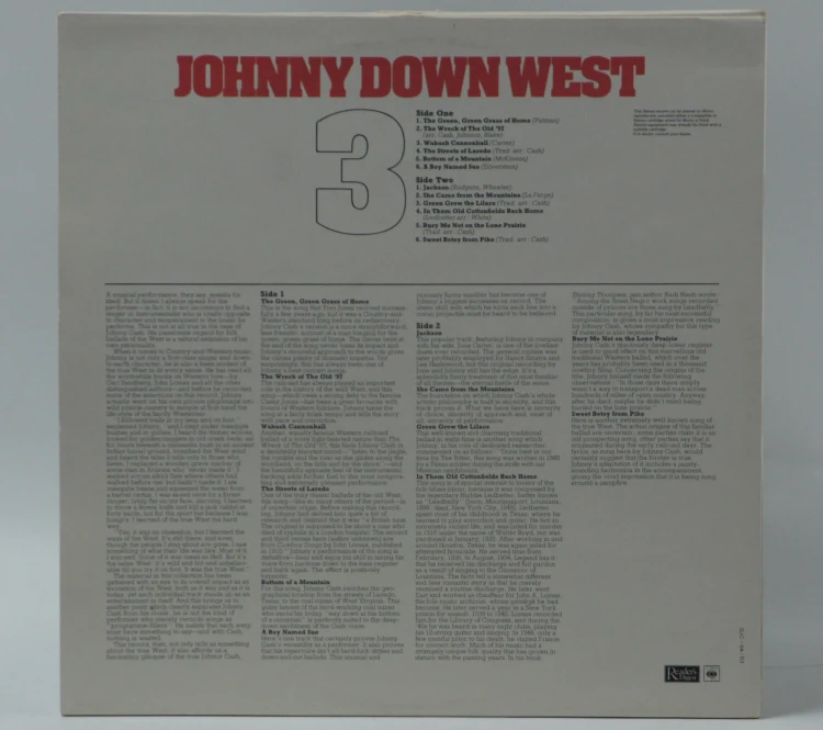 JOHNNY CASH - "JOHNNY DOWN WEST"
